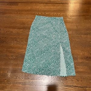 Nasty Gal Green Polka Dot Bias Cut Midi Skirt with a Slit
